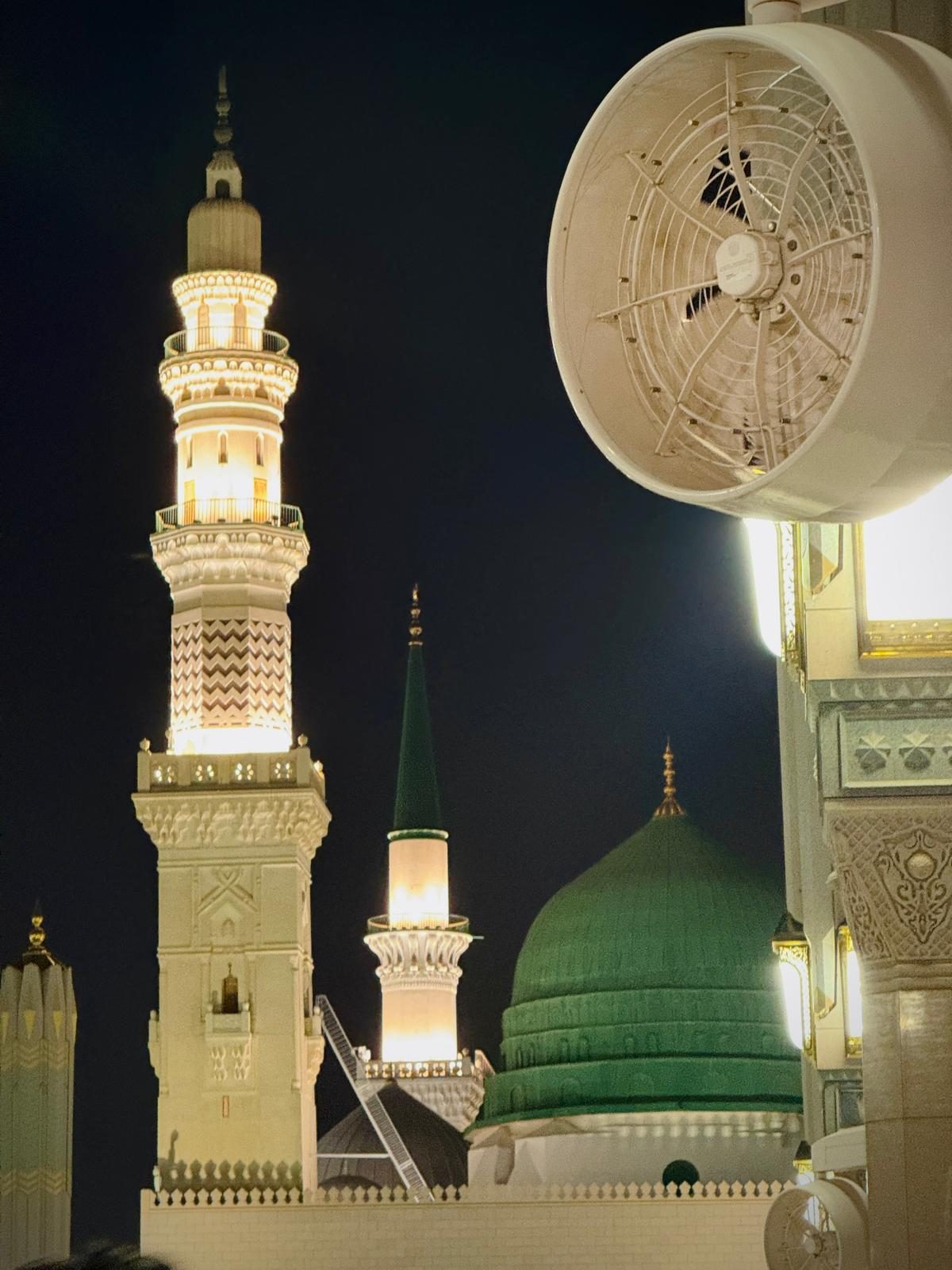 Courtyard of Masjid an-Nabawi under the shade umbrellas